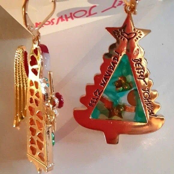 New Betsey Johnson Angel Mismatch Drop Earrings - Picture 7 of 10